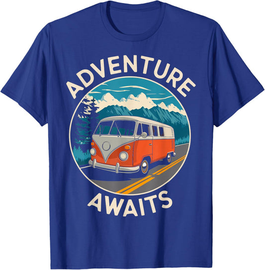 Vintage Van Scenic Road Trip T-Shirt - T-Shirt | Royal