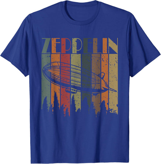 Vintage Zeppelin Funny Sunset Airship Pilot Dirigible Lovers T-Shirt - T-Shirt | Royal