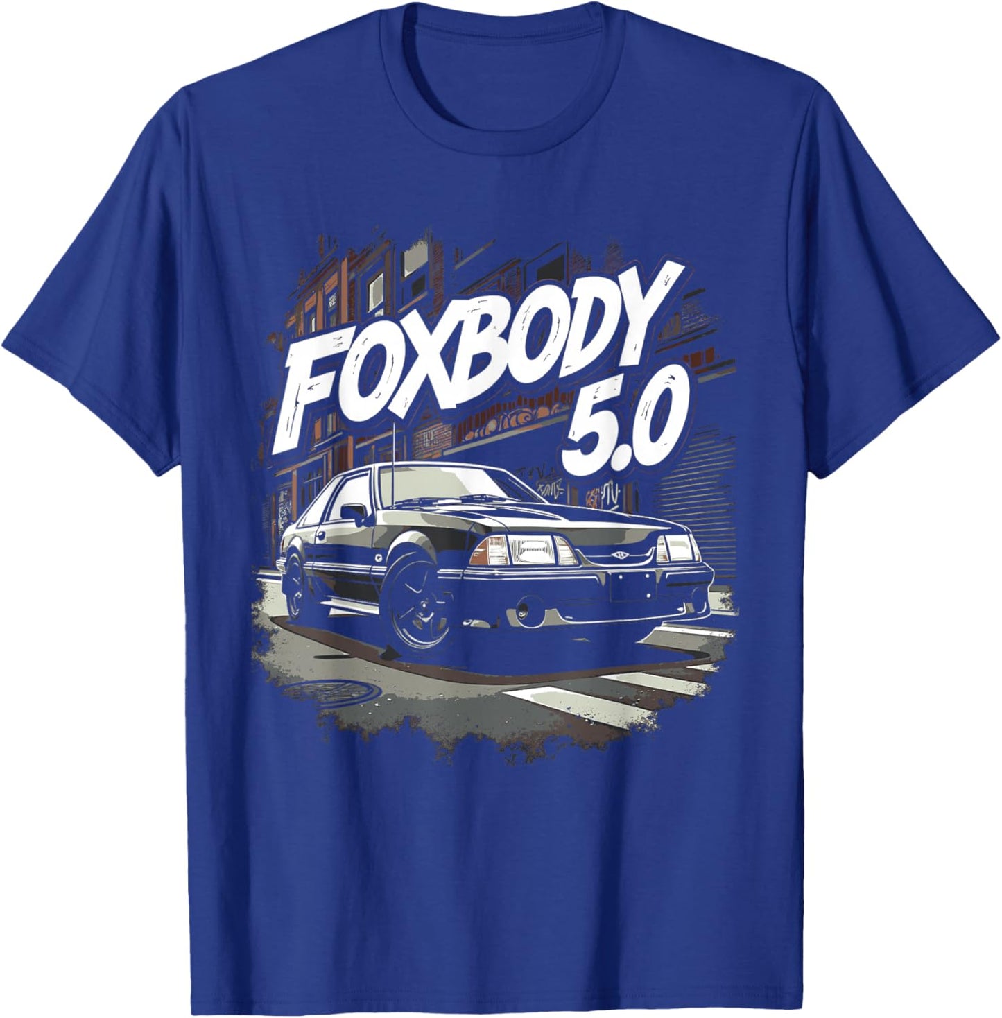 Foxbody, Foxbody 5.0 American Muscle, Foxbody Street Scene T-Shirt - T-Shirt | Royal