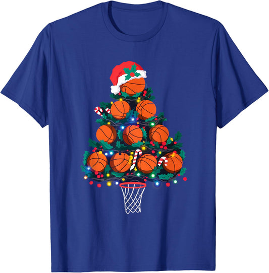 Basketball Christmas Tree Basketball Sports Lover Xmas T-Shirt - T-Shirt | Royal