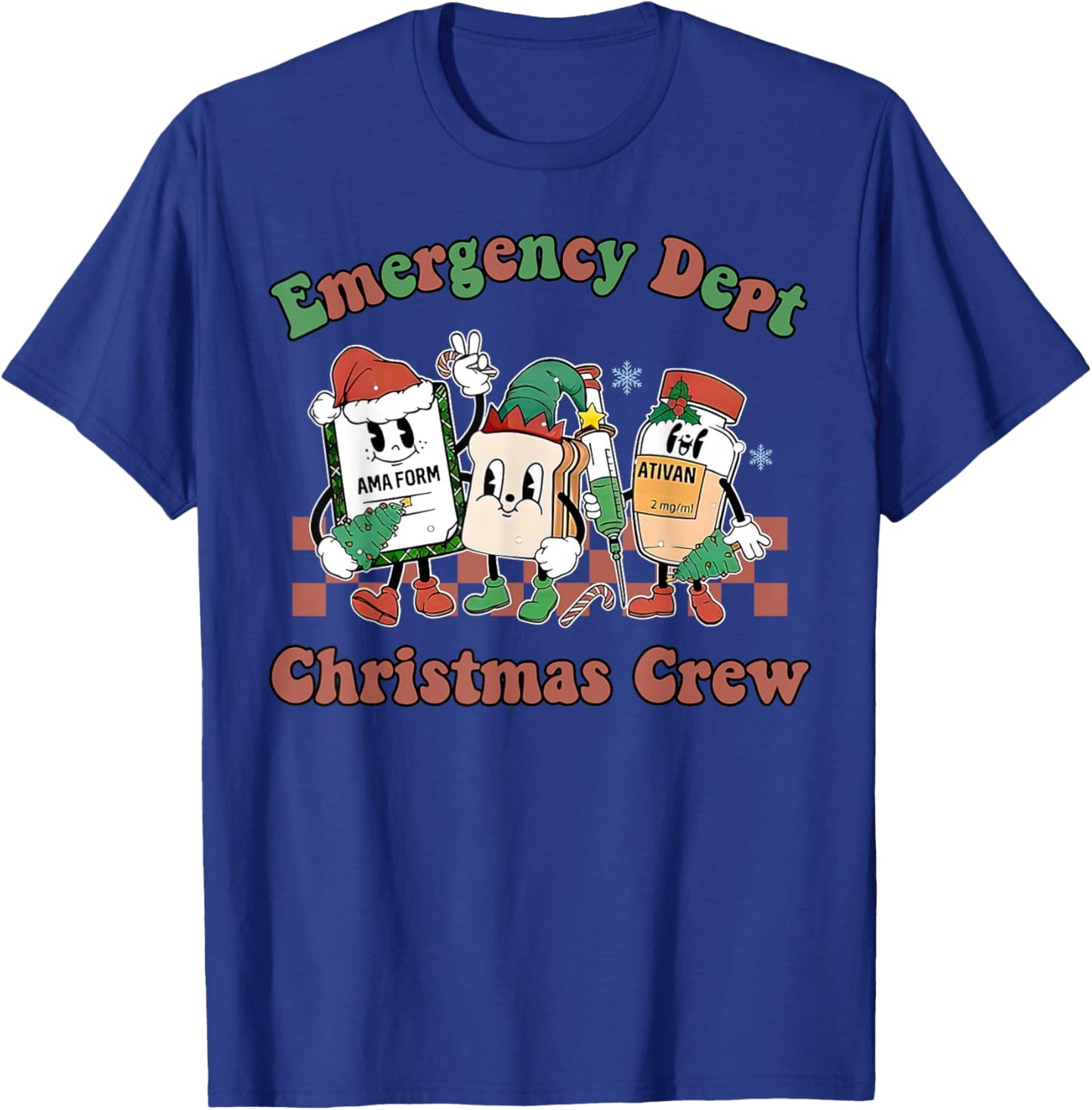 Emergency Department ER Nurse Christmas Outfit Adult Christmas/Winter Holidays Black X-Small Short Sleeve Christmas-themed Emergency Room Staff T-Shirt - T-Shirt | Royal