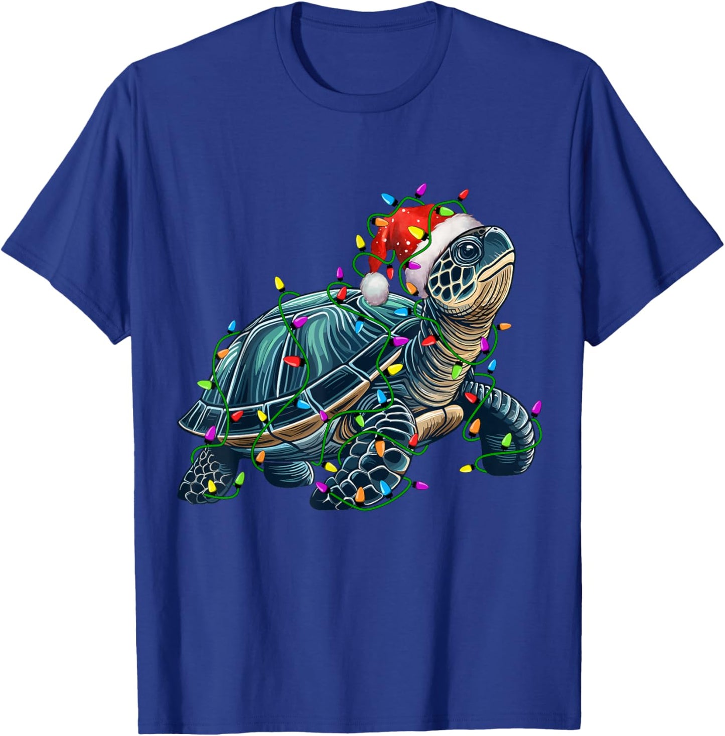 Turtle Santa Christmas Tree Lighting Xmas Funny T-Shirt - T-Shirt | Royal