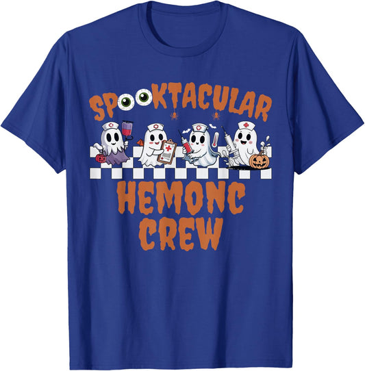 Spooktacular Hemonc Crew Ghost Hematology Oncology Halloween T-Shirt - T-Shirt | Royal