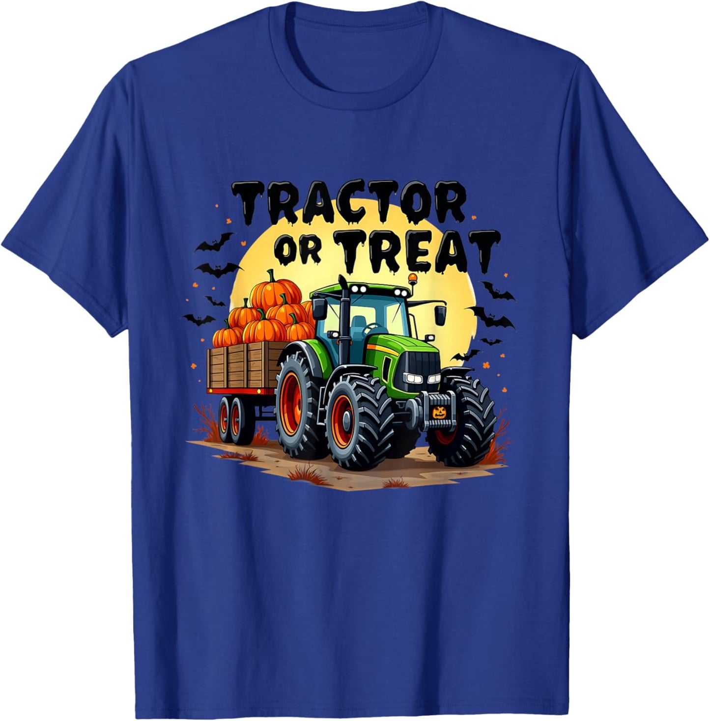 Tractor or Treat Halloween Pumpkin Harvest Trick Or Treat T-Shirt - T-Shirt | Royal