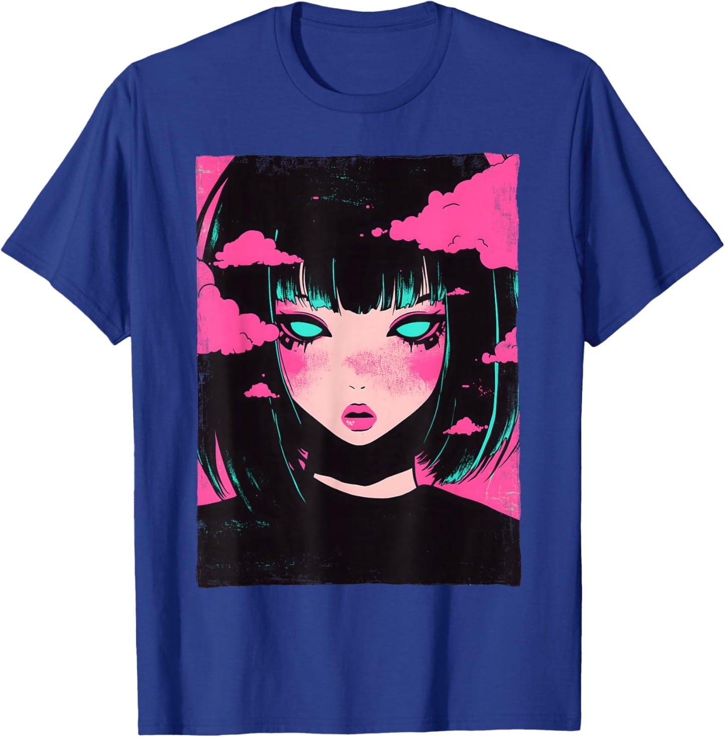 Distressed Anime Girl Vaporwave Pastel Goth E-Girl Grunge T-Shirt - T-Shirt | Royal