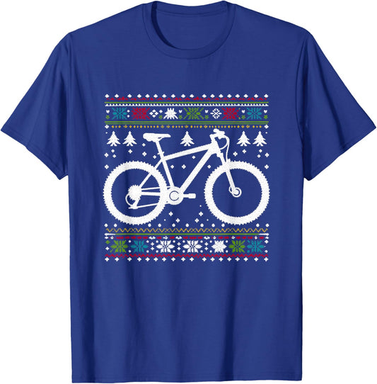 Mountain Bike - Vintage Biking Xmas Ugly Christmas T-Shirt - T-Shirt | Royal