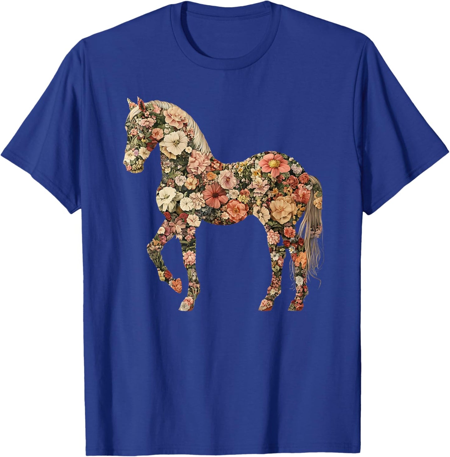 Horse Lover Gifts Floral Horse - Adults, Black, Small, Short Sleeve T-Shirt - T-Shirt | Royal