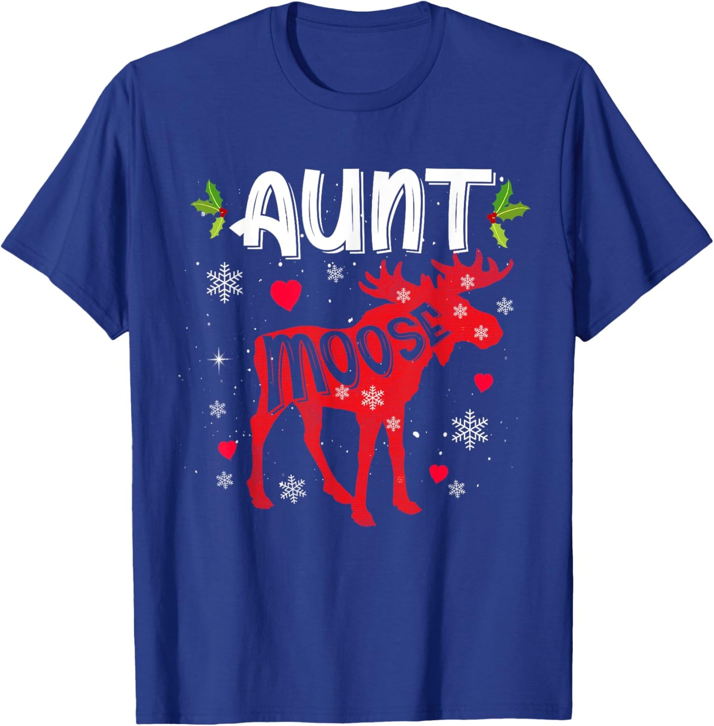 Aunt Moose Heart Christmas Family Matching Xmas Pajamas T-Shirt - T-Shirt | Royal