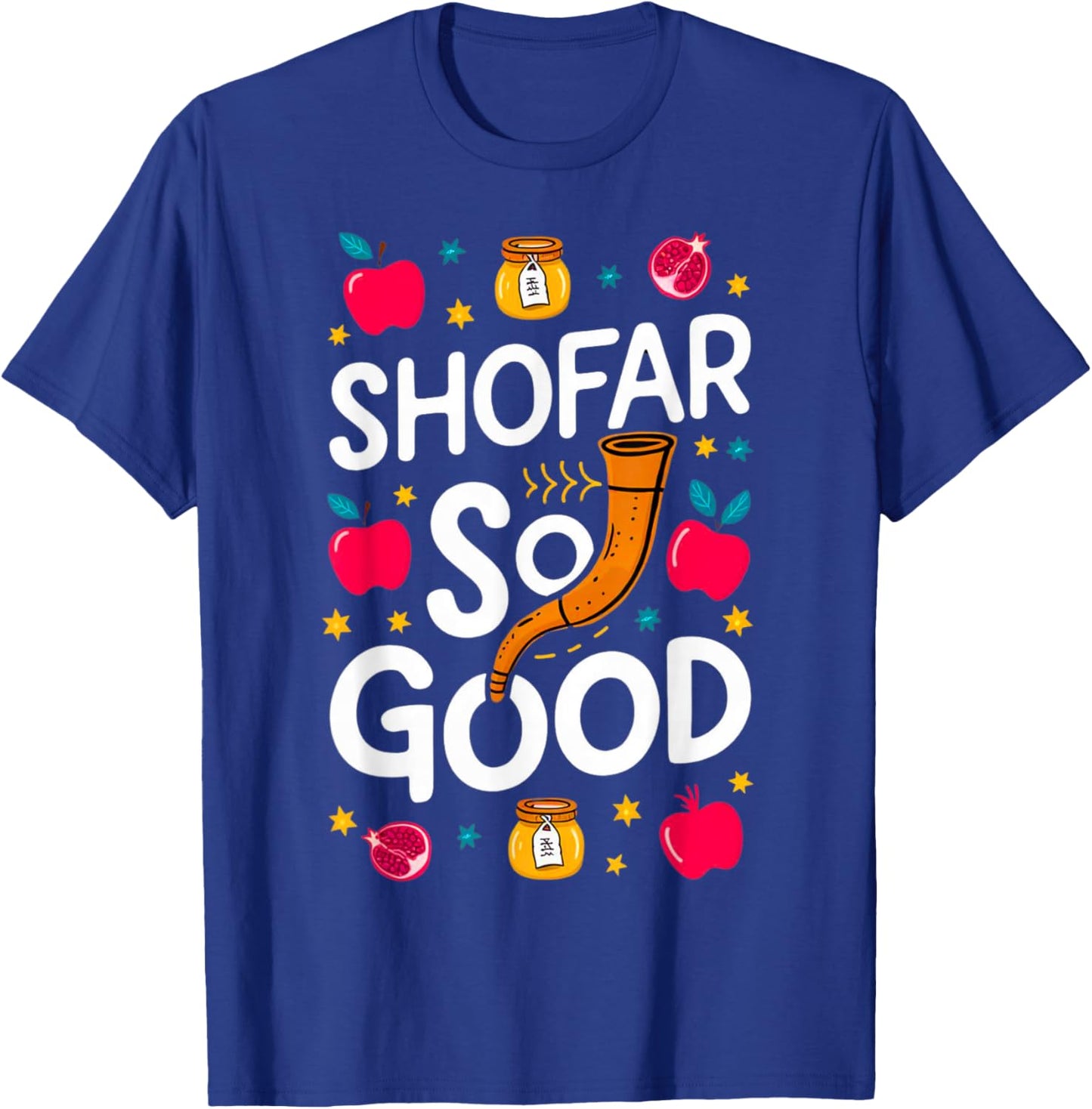 Rosh Hashanah Jewish New Year Shana Tova Apple Honey Shofar T-Shirt - T-Shirt | Royal