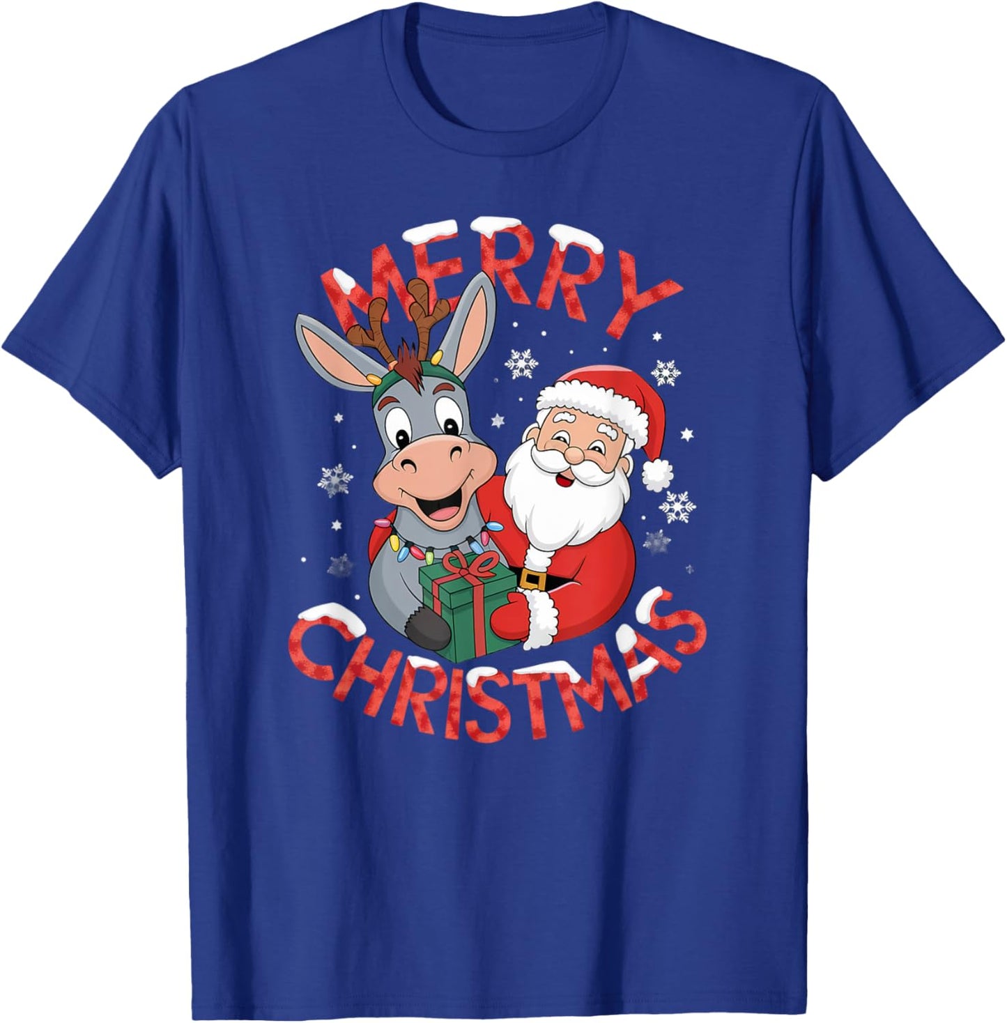 Cute Xmas Donkey Santa on Donkey Christmas T-Shirt - T-Shirt | Royal