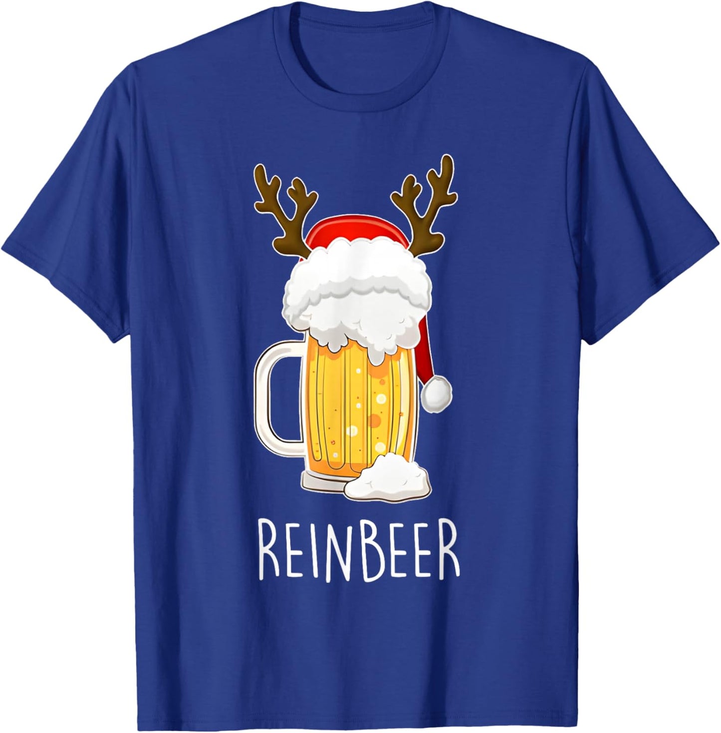 Funny ReinBeer WineDeer Beer Wine Matching Couples Christmas T-Shirt - T-Shirt | Royal