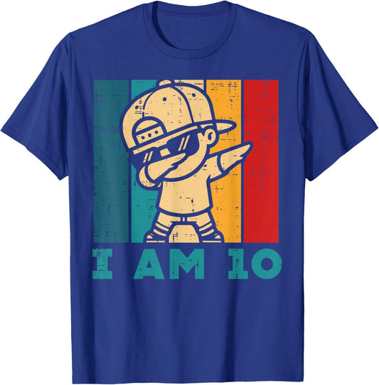 10th Birthday I Am 10 Boy Dab Retro Dance Boys Kids Youth T-Shirt - T-Shirt | Royal