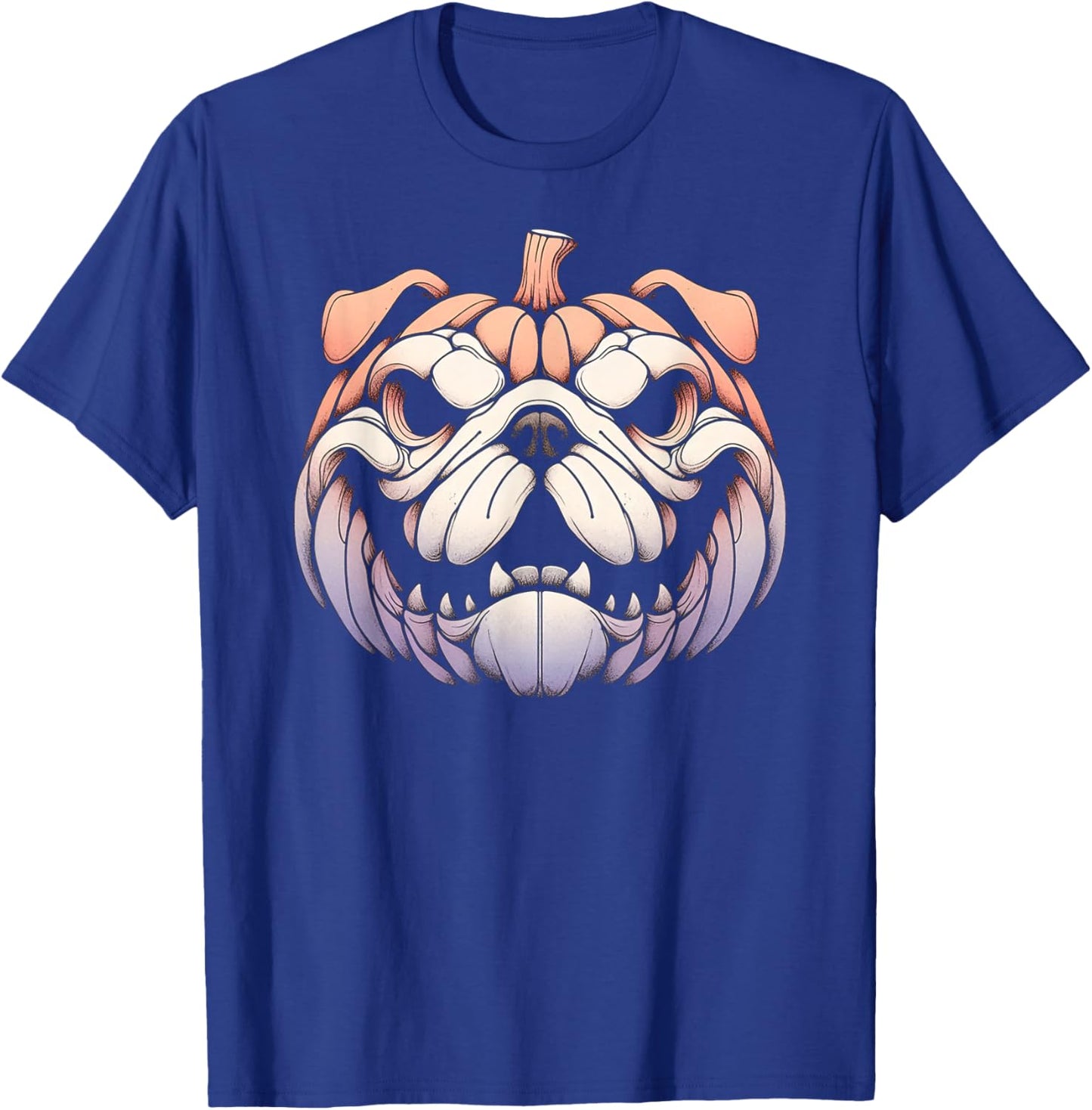 Spooky English Bulldog Jack O Lantern Halloween Pumpkin Cute Men Women Kids T-Shirt - T-Shirt | Royal