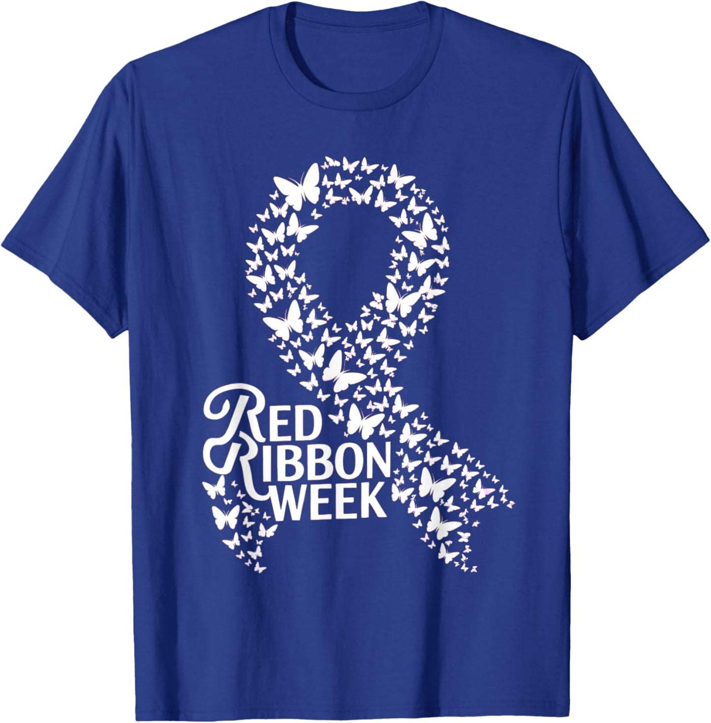 Red Ribbon Week 2025 HOPE LOVE SUPPORT Red Ribbon Week T-Shirt - T-Shirt | Royal