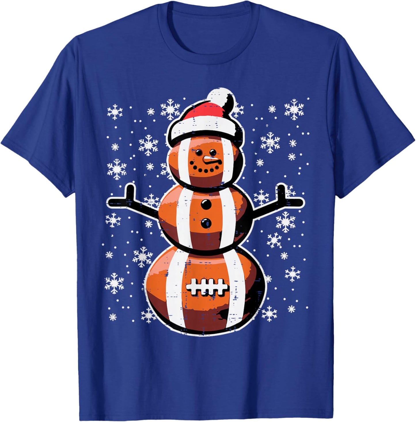 Christmas American Football Snowman Xmas Boys Kids Men Youth T-Shirt - T-Shirt | Royal