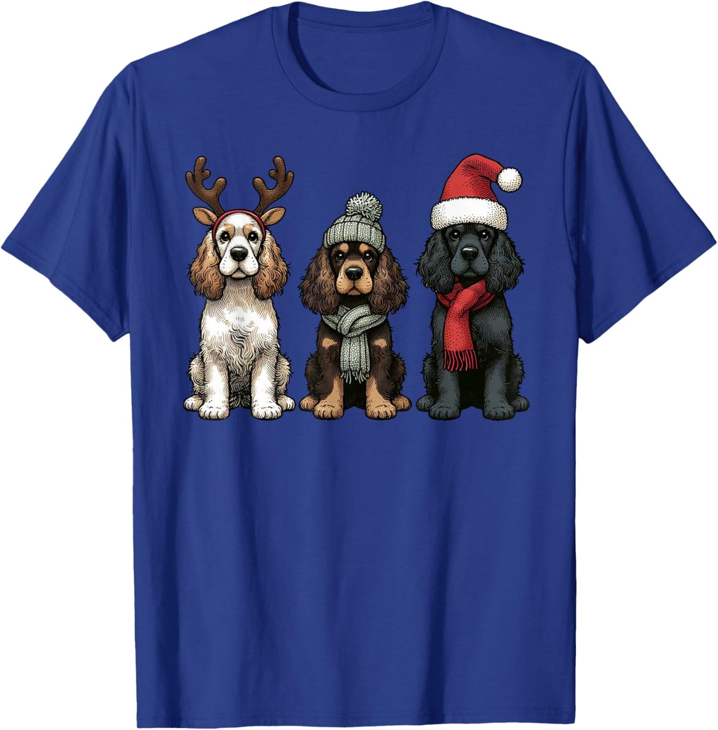Santa Reindeer Cocker Spaniel Christmas Cocker Lover Pajama T-Shirt - T-Shirt | Royal