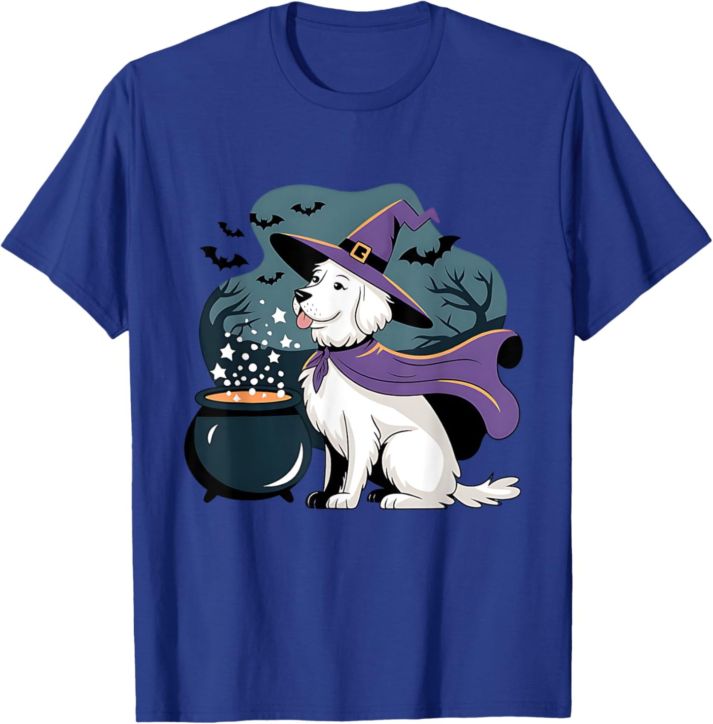 Halloween Witch White English Cream Golden Retriever Dog T-Shirt - T-Shirt | Royal