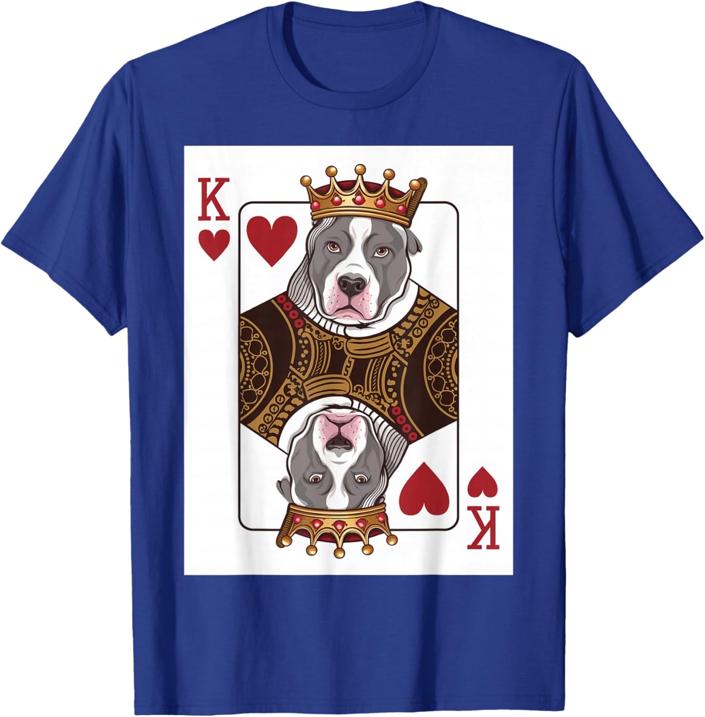 Pitbull King of Hearts Playing Cards Gambling Funny Poker T-Shirt - T-Shirt | Royal