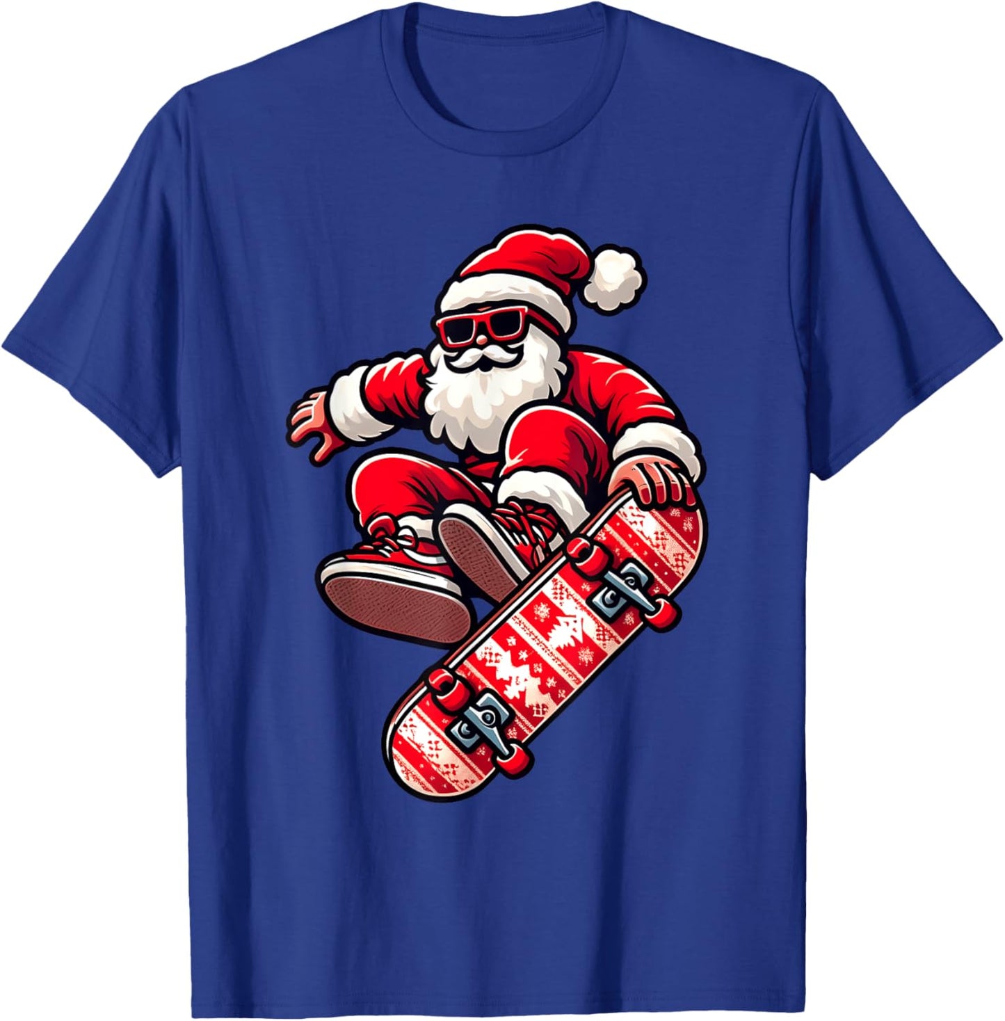 Santa Claus on Skateboard Xmas Pajama Family Toddlers Kids T-Shirt - T-Shirt | Royal