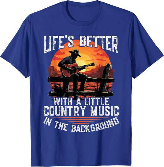 Country Music Cowboy Western Guitar T-Shirt - T-Shirt | Royal