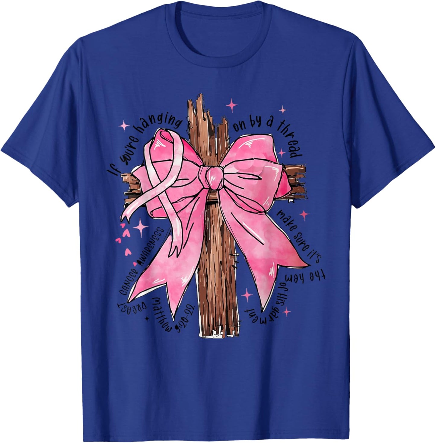 Jesus Pink Bow Cross Breast Cancer Awareness T-Shirt - T-Shirt | Royal