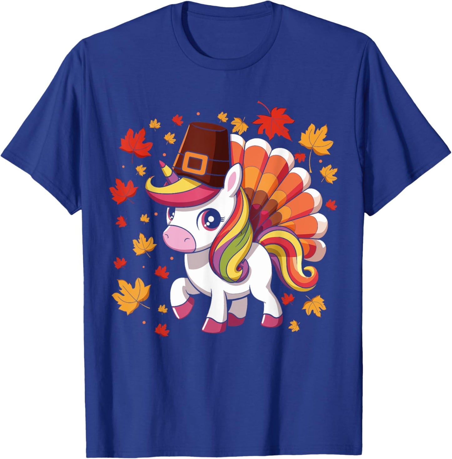 Cute Unicorn Turkey Funny Thanksgiving For Girls Toddlers T-Shirt - T-Shirt | Royal