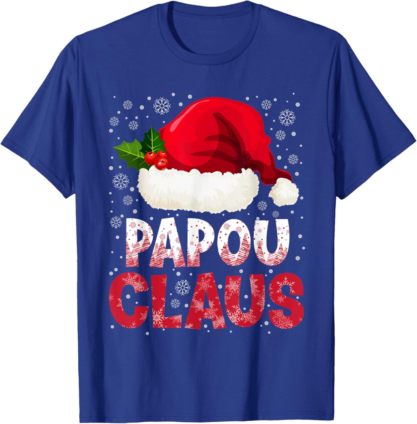 Papou Claus Christmas Santa Hat Pajama Family Matching Men T-Shirt - T-Shirt | Royal