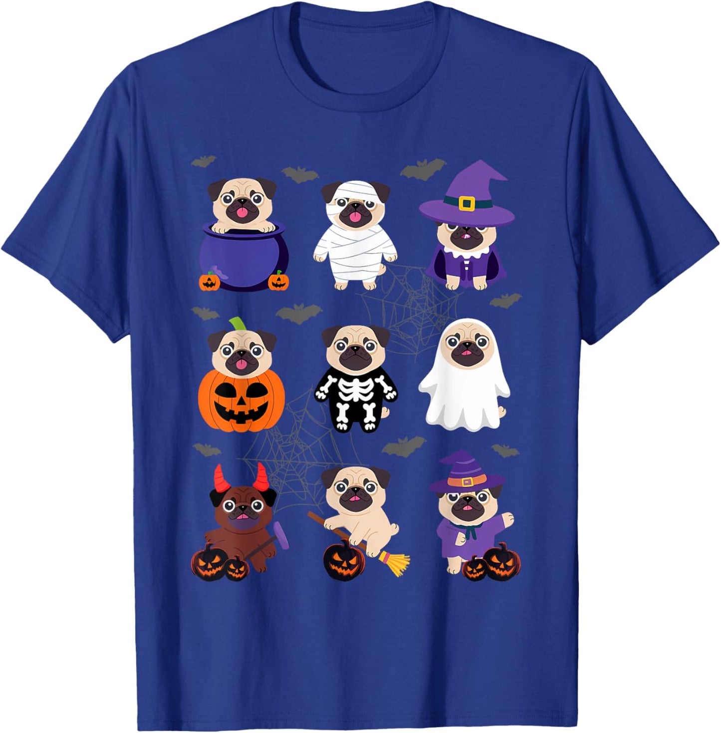 Pug Halloween Costume Spooky Ghost Pumpkin Pug Halloween T-Shirt - T-Shirt | Royal