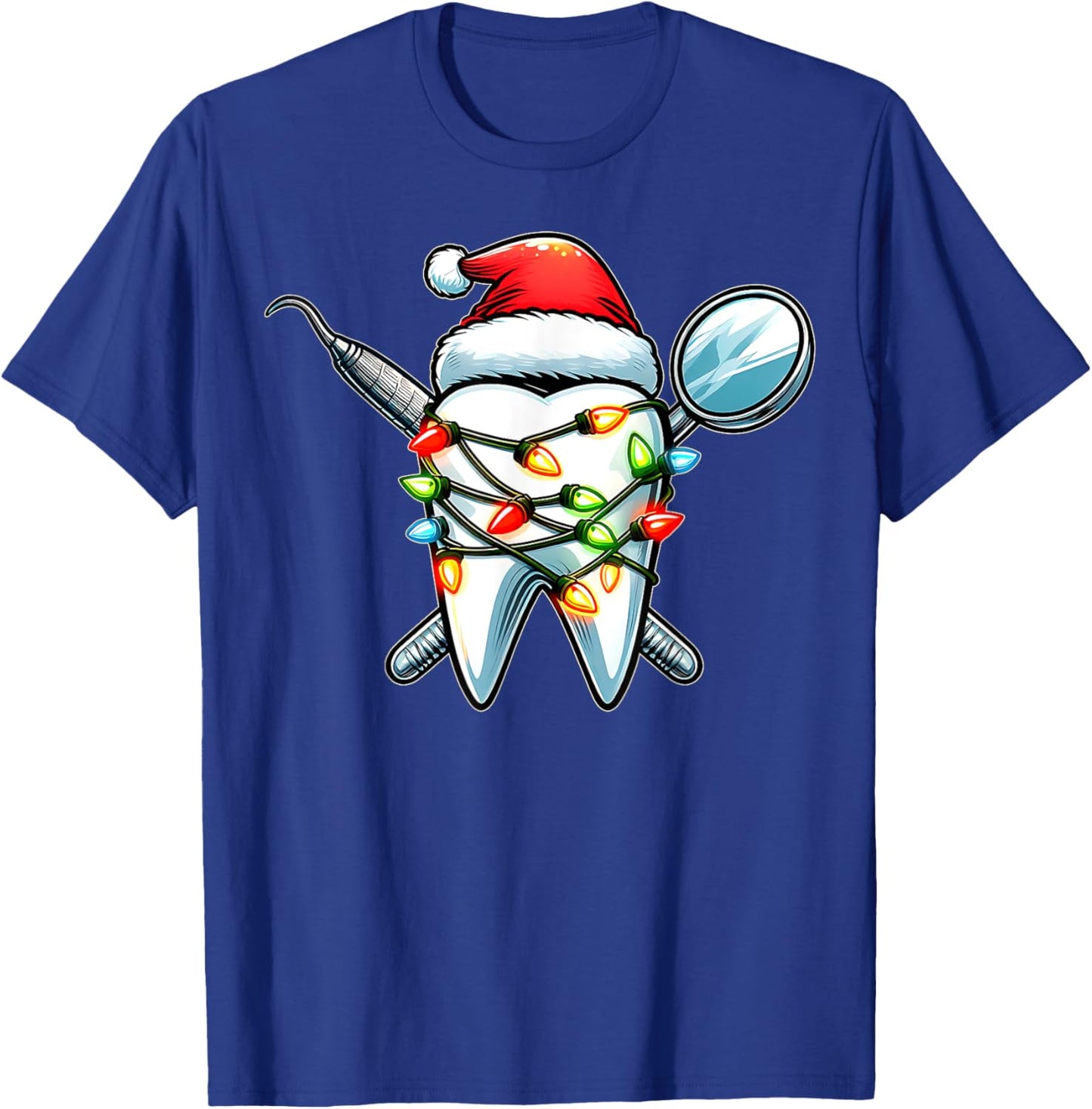 Dentist Dental Assistant Hygiene Christmas Hat Xmas T-Shirt - T-Shirt | Royal