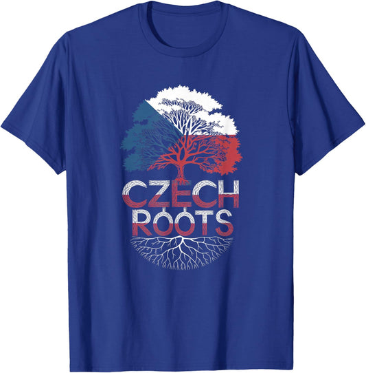 Czech Roots - Czech Republic Flag Color Family Tree Souvenir T-Shirt - T-Shirt | Royal