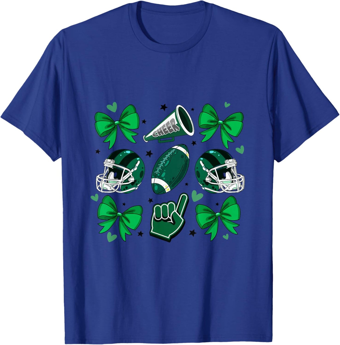 Football Cheer Mom Sister Coquette Bow Game Day Green Women T-Shirt - T-Shirt | Royal