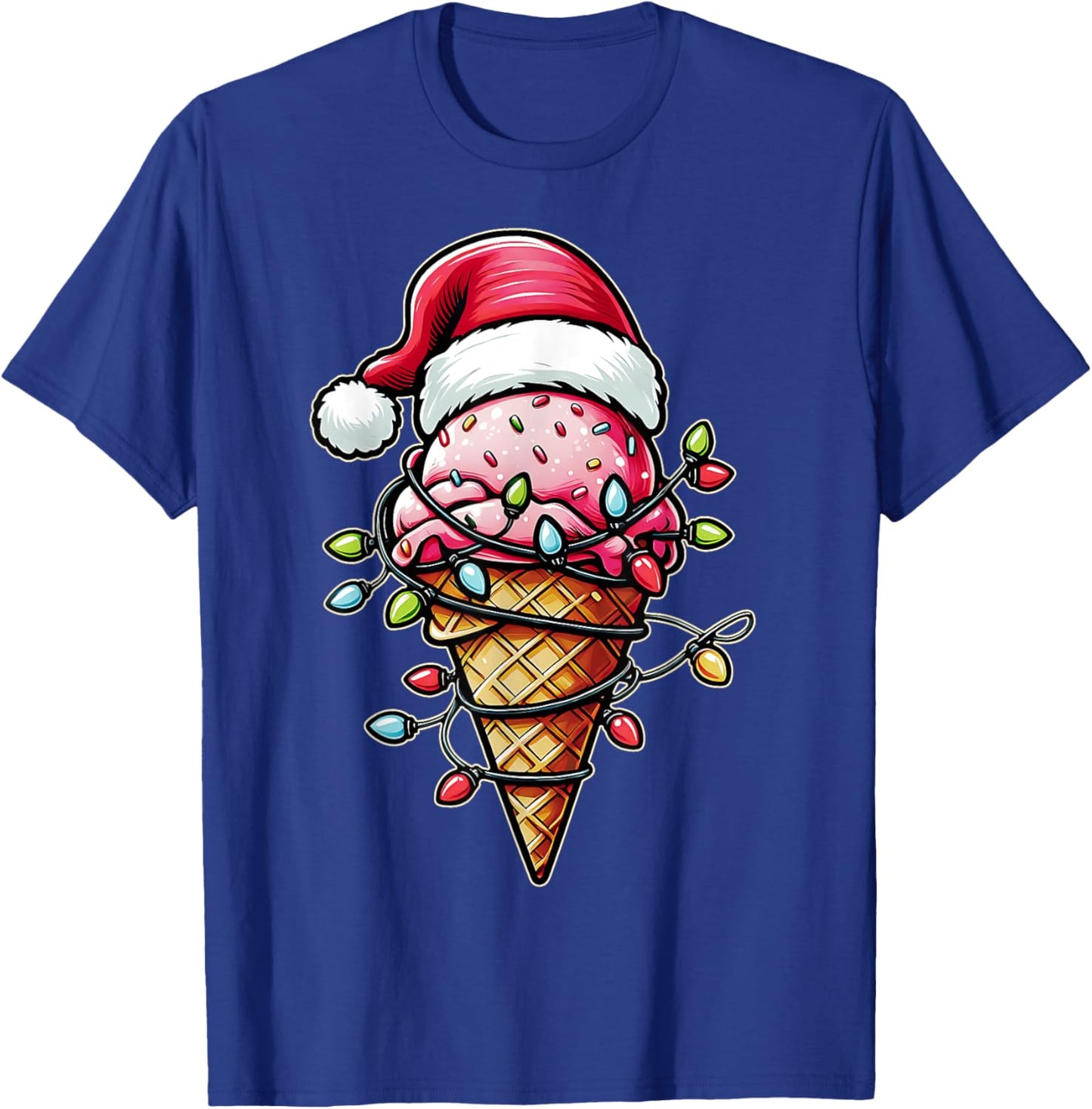 Ice Cream Cone Christmas Hat Xmas T-Shirt - T-Shirt | Royal