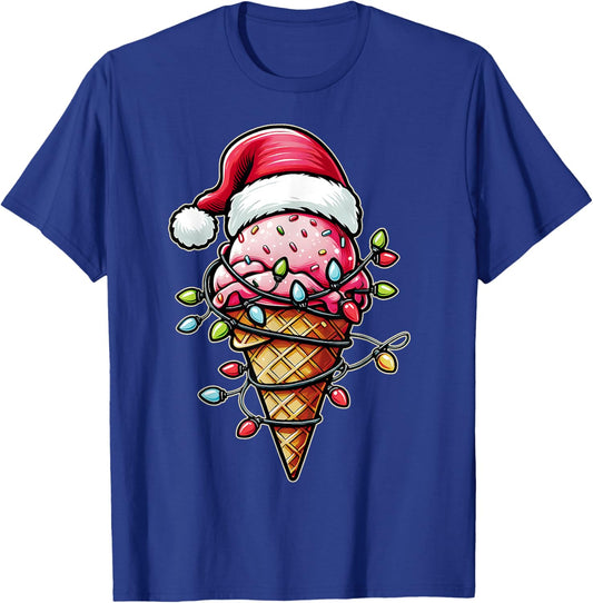 Ice Cream Cone Christmas Hat Xmas T-Shirt - T-Shirt | Royal