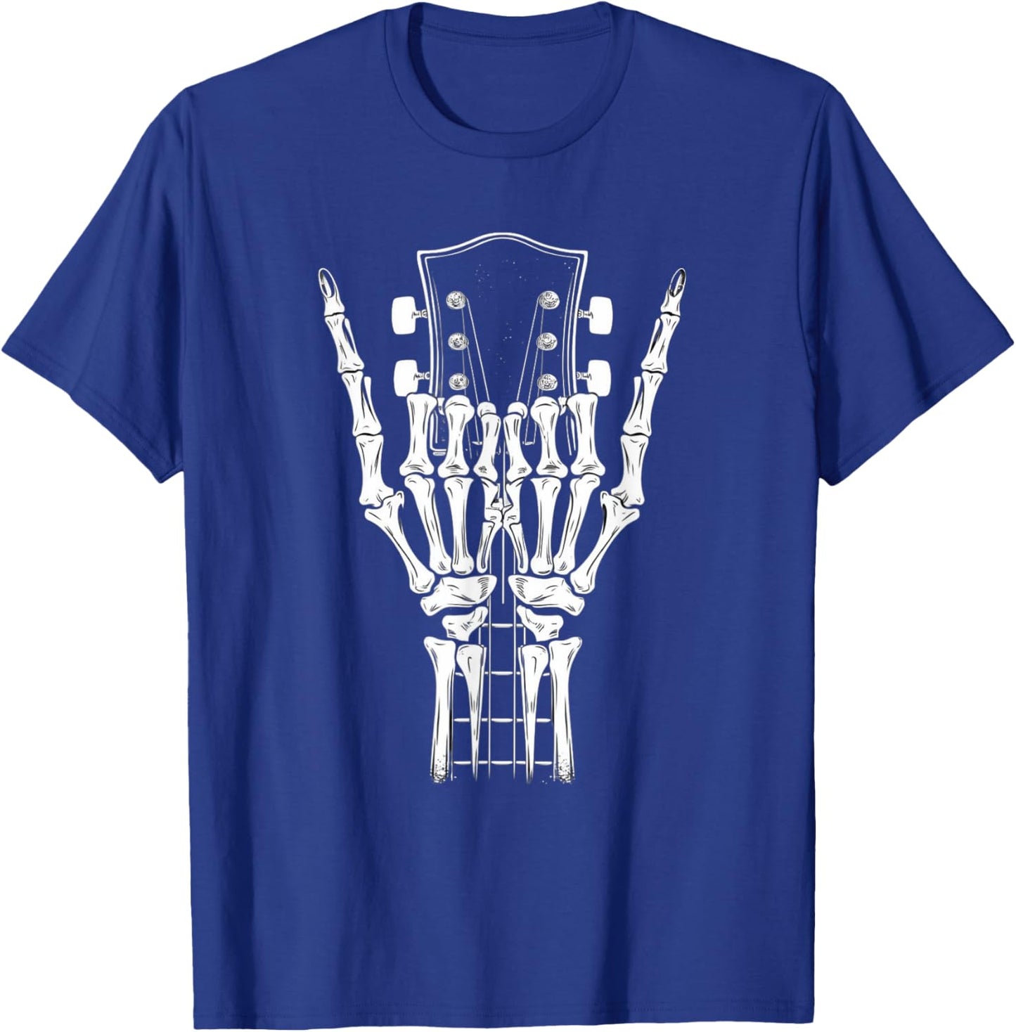 Rock Skeleton Halloween Funny Music Guitar Men Women Kids T-Shirt - T-Shirt | Royal