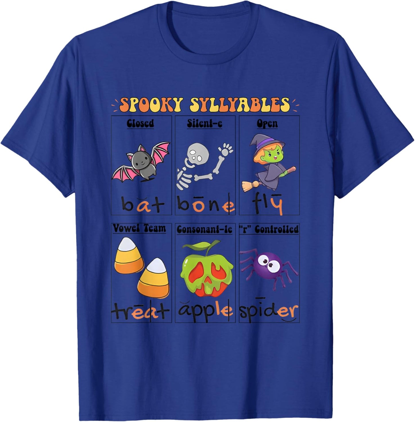 Halloween Reading Spooky Syllables Teacher T-Shirt - T-Shirt | Royal