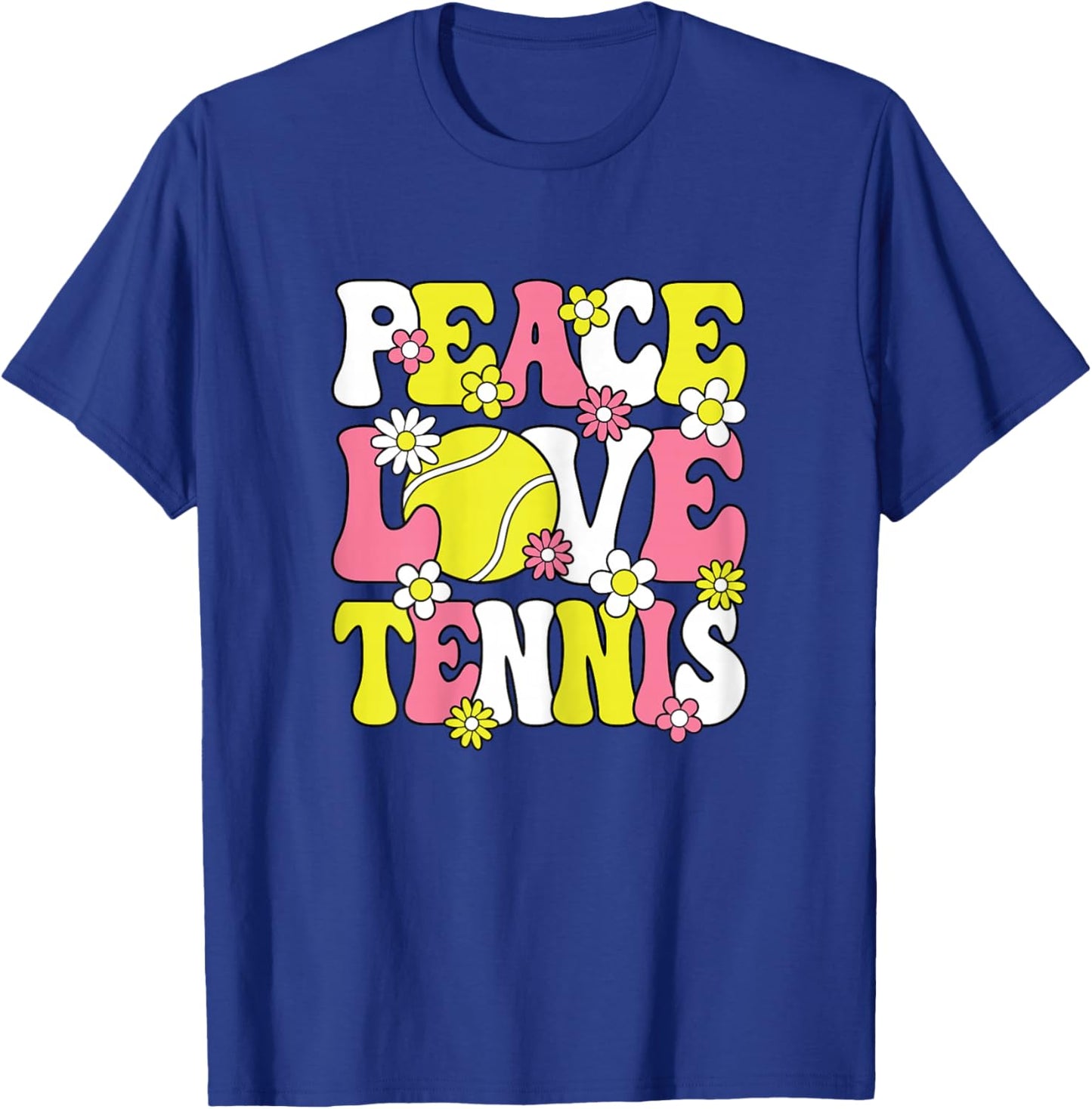 Peace Love Tennis Cute Tennis Lover Women Girls Kids T-Shirt - T-Shirt | Royal