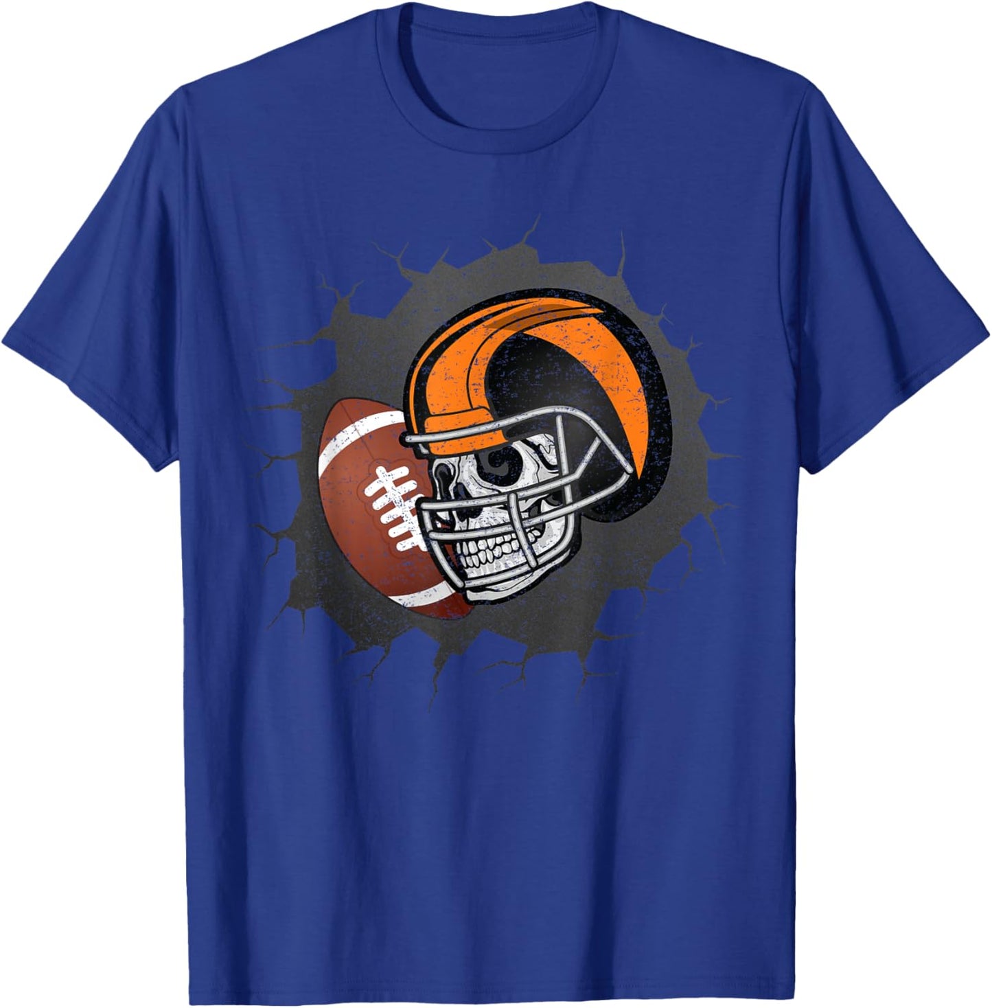 Football Skull Halloween, Skeleton Sporty Athlete T-Shirt - T-Shirt | Royal