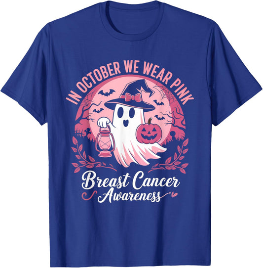 Breast Cancer Shirts Women Halloween In October We Wear Pink T-Shirt - T-Shirt | Royal