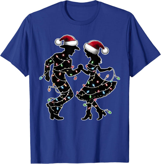 Line Dance Line Dancing Line Dancer Christmas Hat Xmas T-Shirt - T-Shirt | Royal