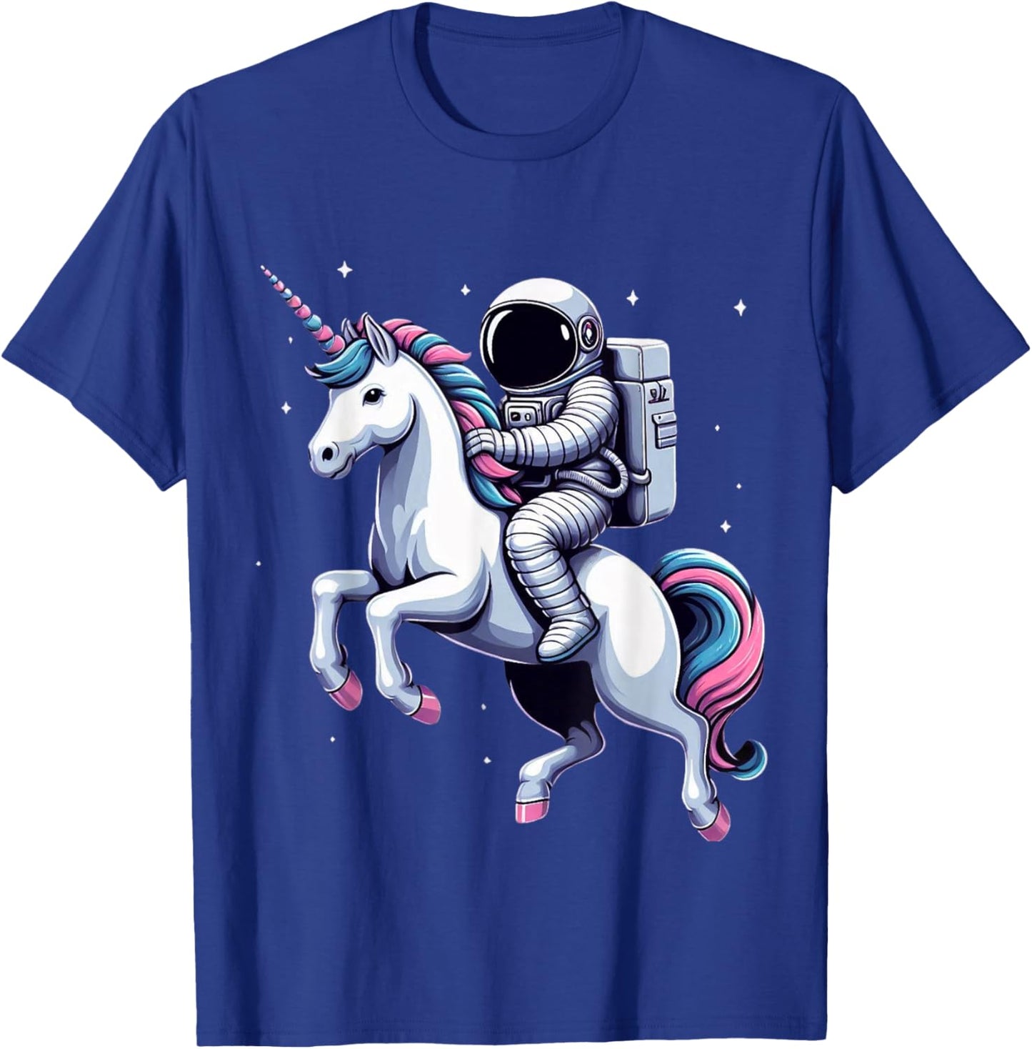 Astronaut Riding A Unicorn Boys Girls Men Women Kids Adults T-Shirt - T-Shirt | Royal