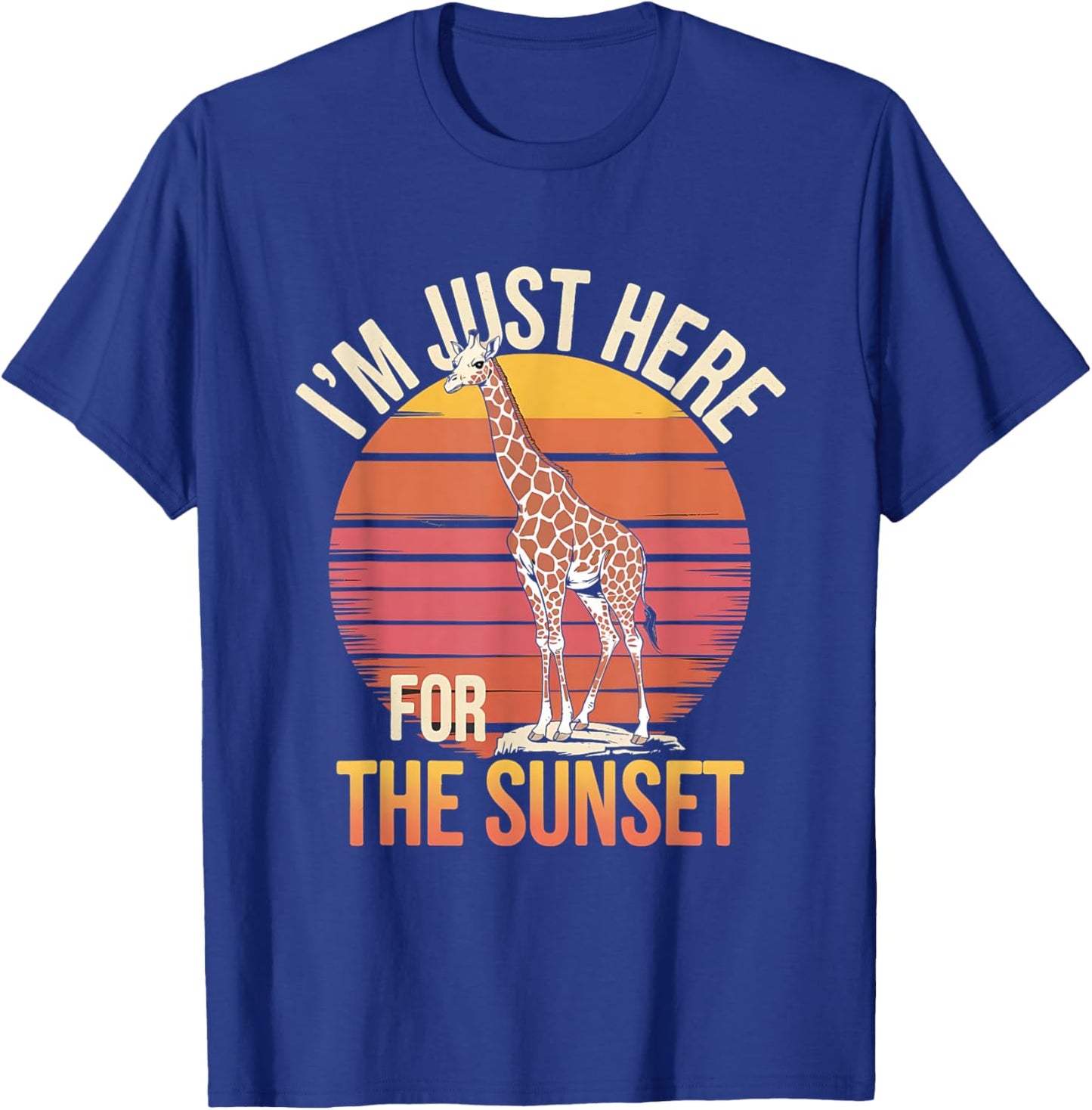 I'm Just Here For the Sunset Giraffe Retro Safari Art T-Shirt - T-Shirt | Royal