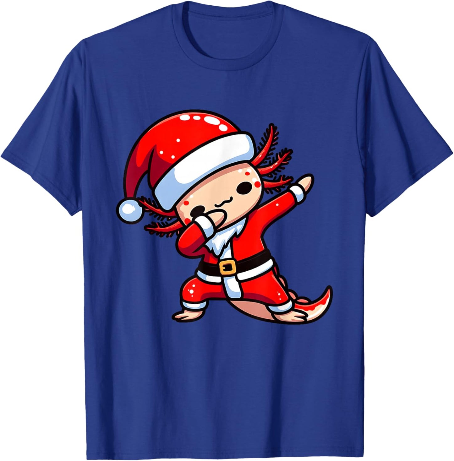 Dabbing Axolotl Santa Claus Hat Kids Boys Christmas Pajama T-Shirt - T-Shirt | Royal