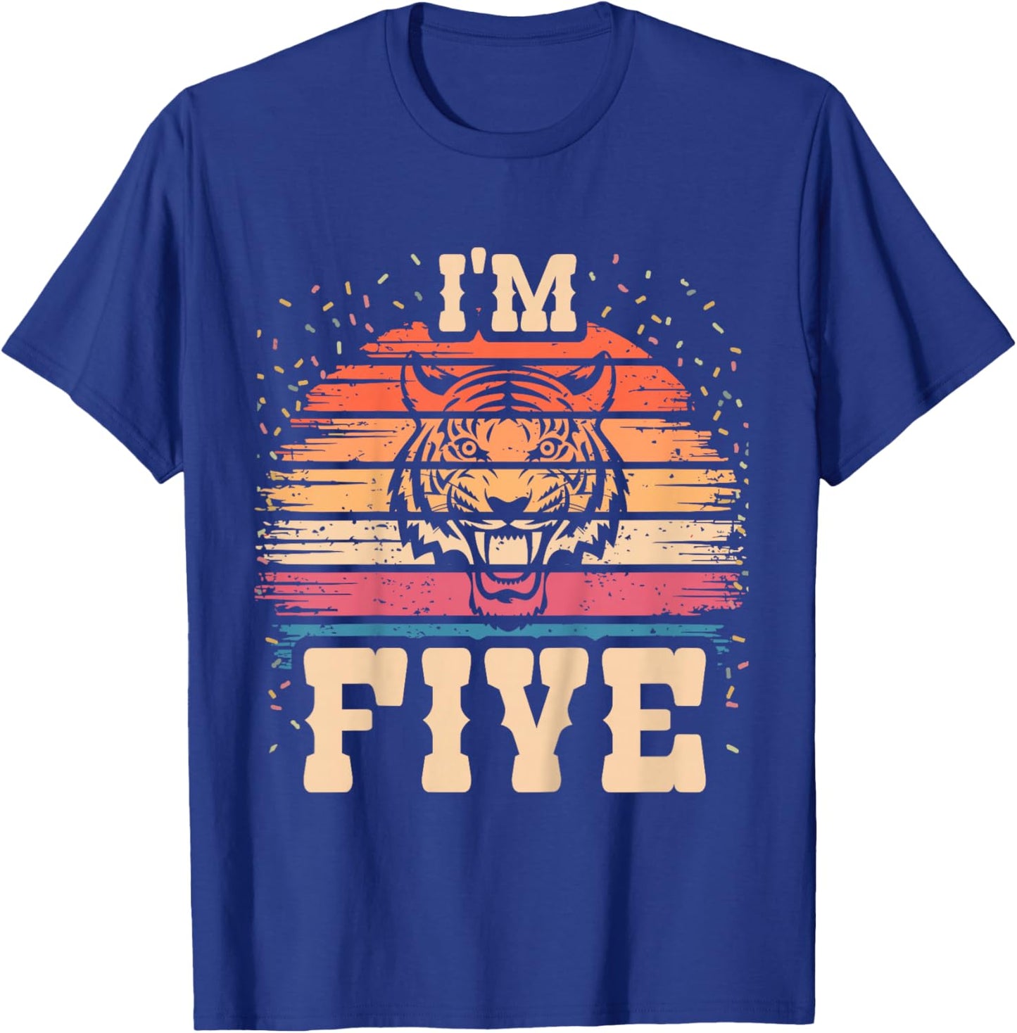 Kids Tiger 5 Year Old Birthday Boy Girl 5th Tiger Birthday T-Shirt - T-Shirt | Royal