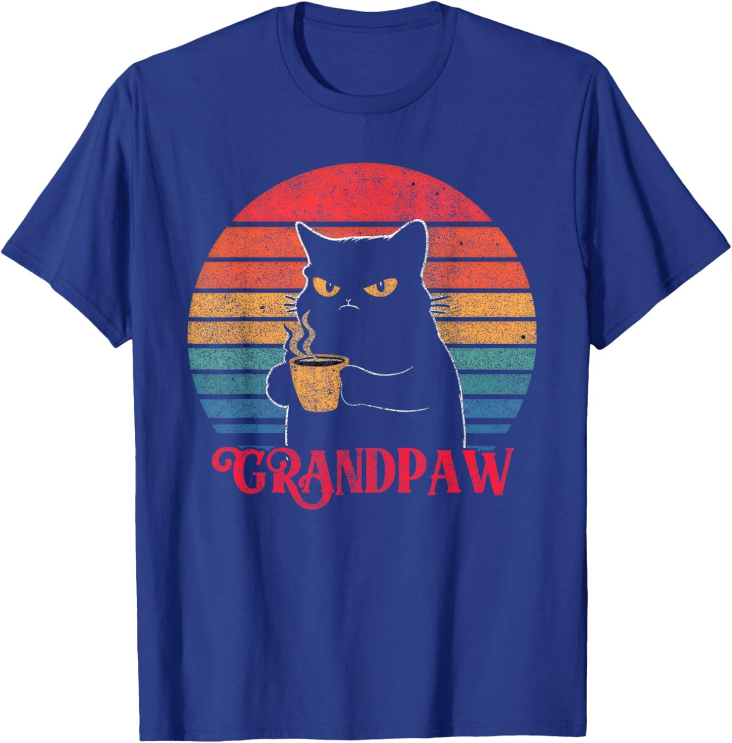 Retro Grandpaw Funny Sarcastic Cat Lover Quote Grandpa T-Shirt - T-Shirt | Royal