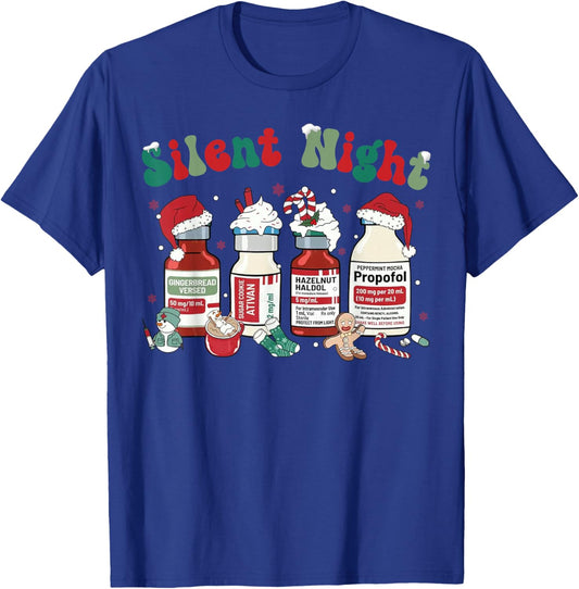 Funny Christmas Nurse Medical Christmas icu nicu RN ER Nurse T-Shirt - T-Shirt | Royal
