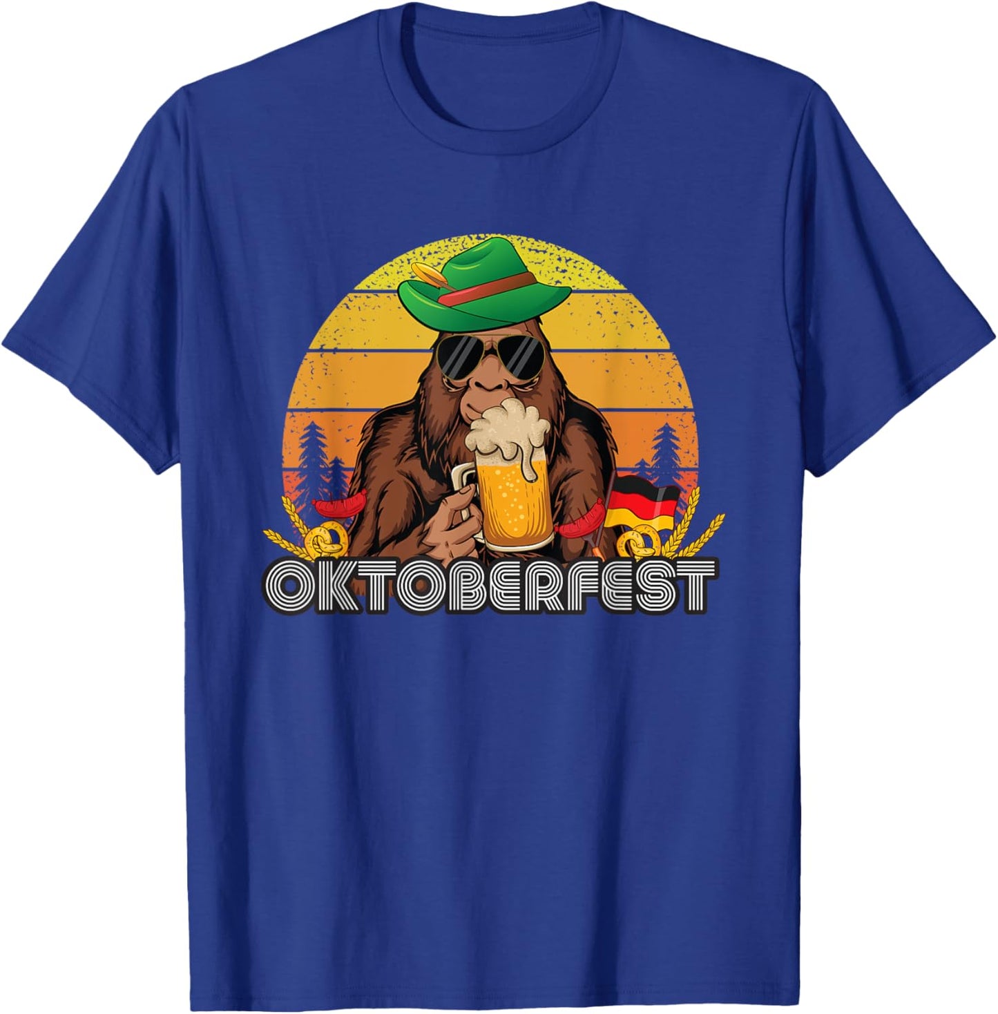 Sasquatch German Beer Lederhose, Funny Bigfoot Oktoberfest T-Shirt - T-Shirt | Royal