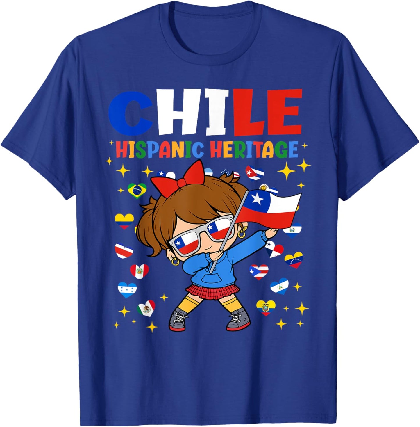 Hispanic Heritage Month Chile Flag Chilean Girl Kids T-Shirt - T-Shirt | Royal