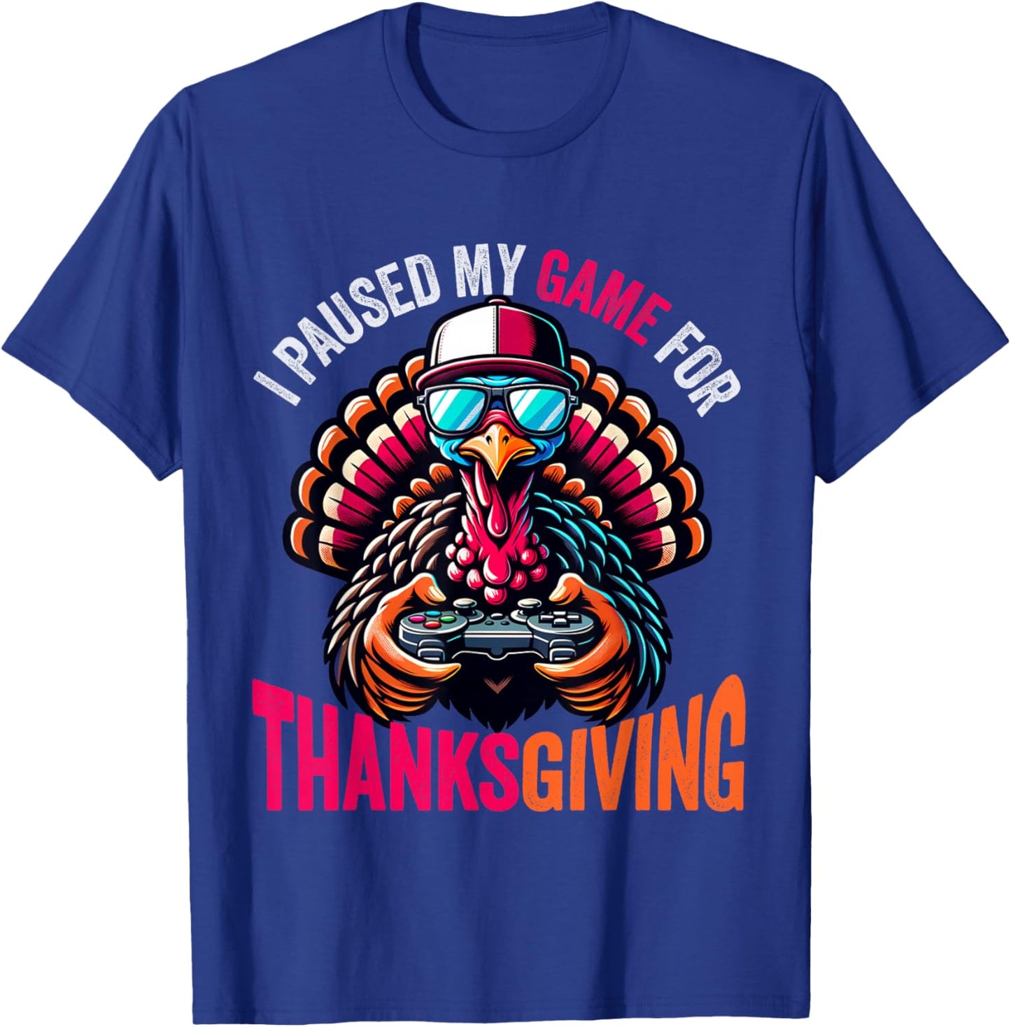 Gamer Thanksgiving Shirt Boys Kids Videogame Gaming Turkey T-Shirt - T-Shirt | Royal