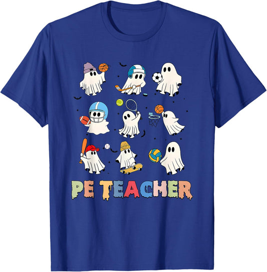 Halloween PE Teacher Spooky Physical Education Teacher T-Shirt - T-Shirt | Royal