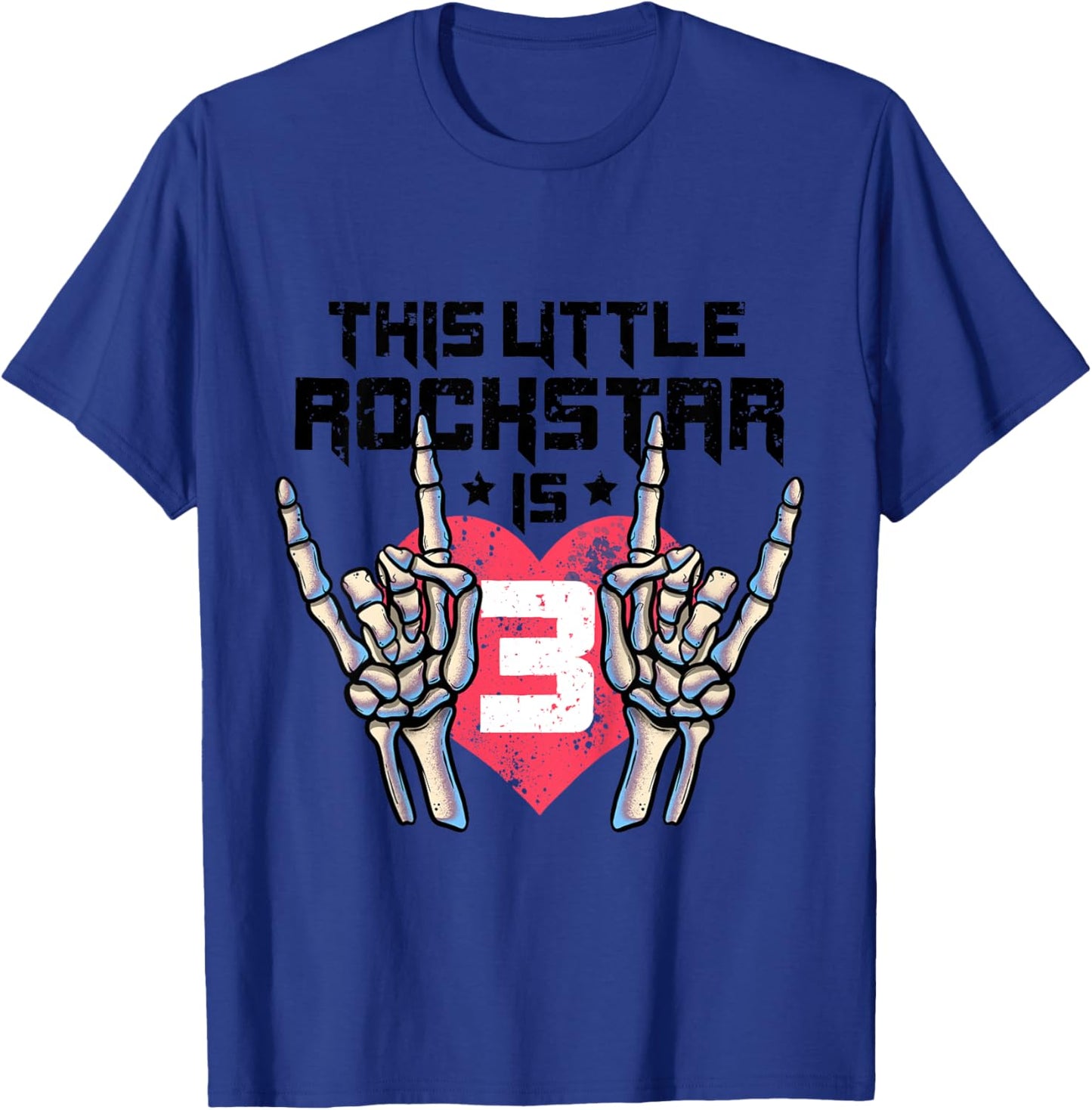 Kids Little Rockstar is 3 Rock&Roll Birthday Retro Rock And Roll T-Shirt - T-Shirt | Royal